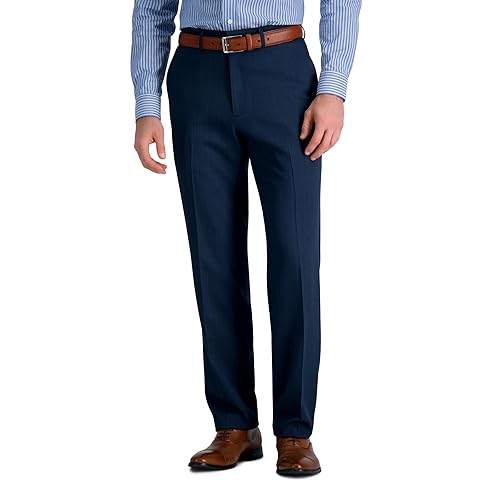 Haggar Men's Premium Comfort Dress Pant-Straight Fit Flat Front (Regular and Big & Tall Sizes), Navy, 32Wx30L