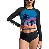 BesserBay Women's UPF 50+ Long Sleeve Rashguard Swimming Crop Top