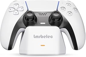 Lmrbelec PS5 Controller Charger Station, PS5 Controller Stand Holder Accessories Fast Charging Station for PlayStation 5 Dualsense - White