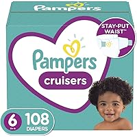 Diapers, Pampers Cruisers Disposable Baby Diapers, ONE MONTH SUPPLY, Size 6, 108 Count(Packaging May Vary)