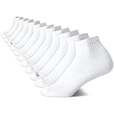 Reebok Women's Quarter Crew Socks - 12 Pack Performance Cushion Comfort Crew Socks - Athletic Socks for Women (4-10)