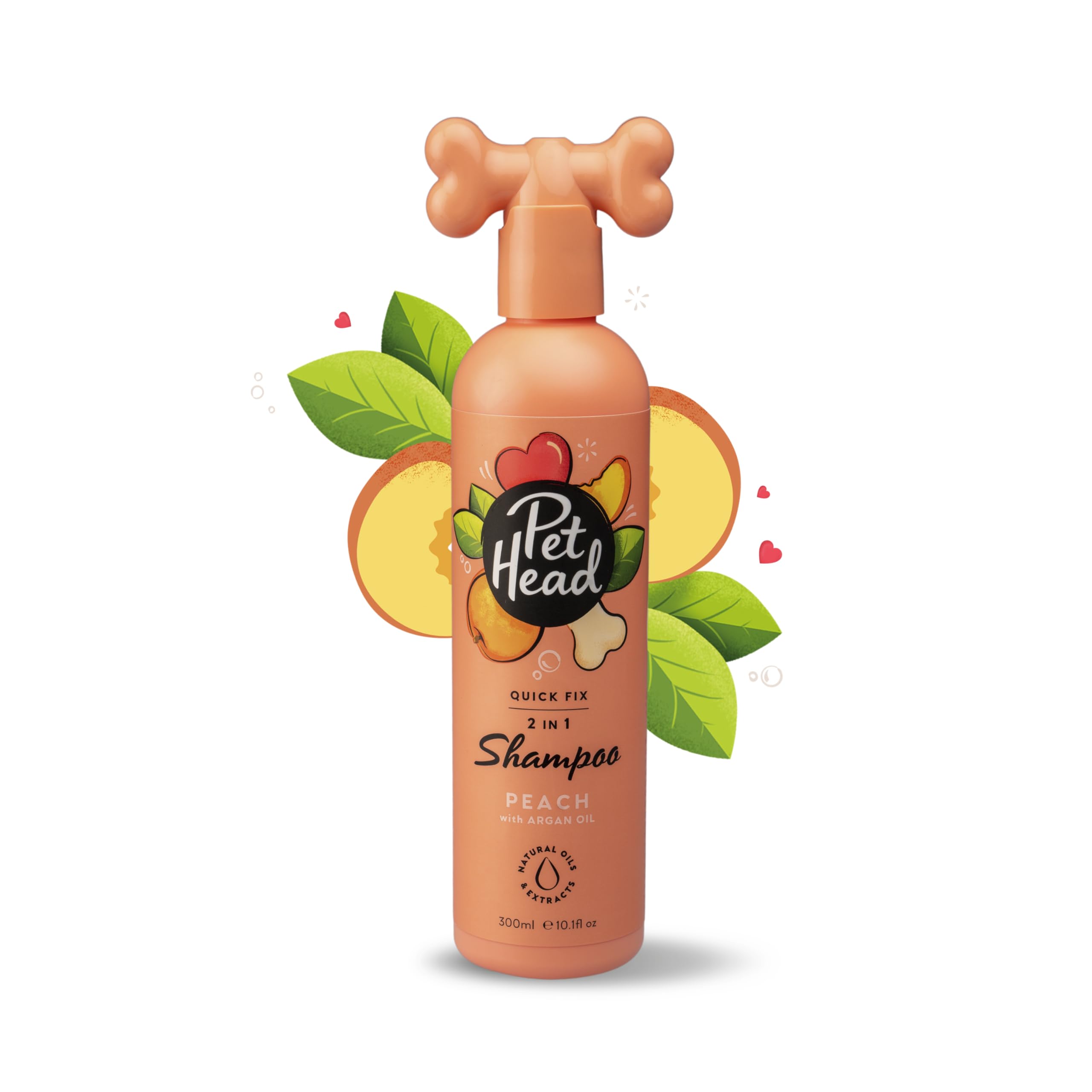 Pet Head Quick Fix 2 in 1 Dog Shampoo and Conditioner | Peach Scent | Dog Shampoo and Conditioner for Smelly Dogs | Nourishes and Softens Coat & Skin | Vegan | Gentle Formula for Puppies | 300ml