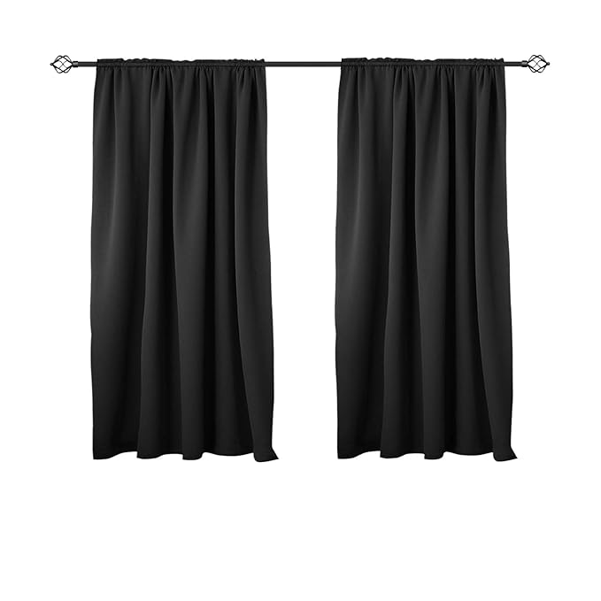 WOLTU VH5882sz-2, 2er Set Gardinen Vorhang Blickdicht mit Kräuselband für Schiene, 250g/m2 Schwere Verdunklungsvorhänge Therm