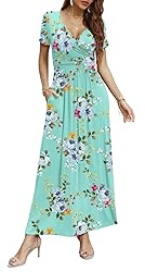 CATHY Women Short Sleeve Deep V-Neck Casual Long