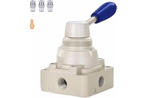 AIRTACDINGJU 4HV210-08 Hand Lever Valve 4/2 Way 1/4" PT Pneumatic Air AirTAC 2 Position 4 Way Rotary Manual Control Direct Acting Type 0-145 PSI