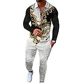 Men's Polo Sweatsuit Sets Long Sleeve 2 Piece Outfit Fashion Jogging TrackSuit Comfy Casual Set for Men