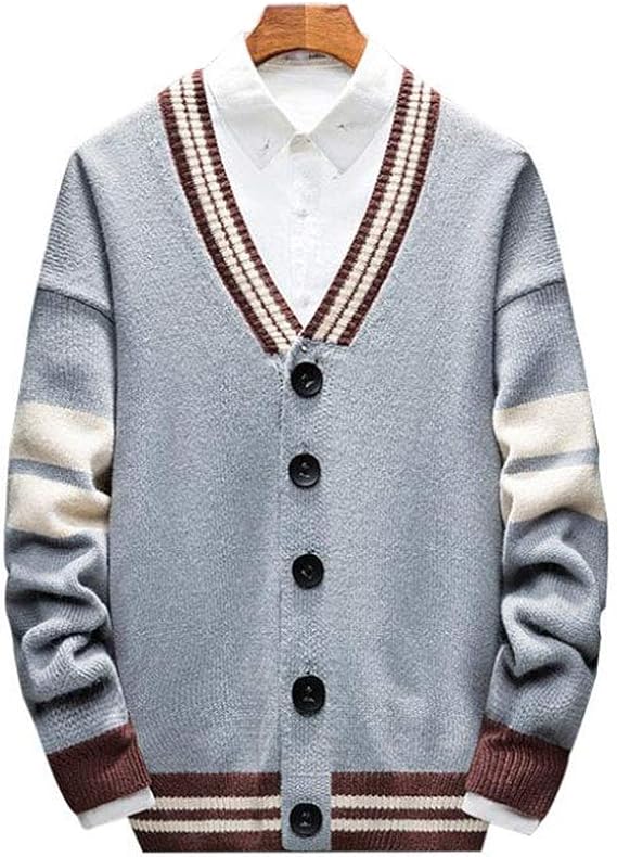 Amazon えみり メンズ カーディガン ニットセーター トップス 長袖 配色 ボタン Vネック 羽織り シンプル 春秋冬 厚手 ジャケット ショールカラー カジュアル ビジネス お洒落 通勤 通学 カーディガン 通販