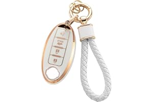 RUABIBAN for Nissan Key Fob Cover with Keychain, Soft TPU Key Case Protection Fit for Altima Rogue Sentra Pathfinder Frontier Maxima Titan Murano Kicks Juke Versa Armada GTR 370Z Leaf