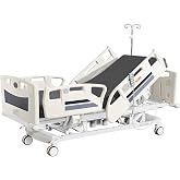 OLERN Premium 5 Function Full Electric Hospital Bed,ICU Medical Bed,550LBS | 4.7" Waterproof Mattress,Adjustable Height,One-Click CPR,4 Big Side Rails,Germany Moter,for Home Use Hospital Nursing Clinic