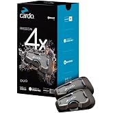 Cardo Systems FREECOM 4X Motorcycle 4-Way Helmet Bluetooth Communication System Headset Intercom, Universal Bluetooth Connectivity, Waterproof, 40mm Speakers - Dual Pack