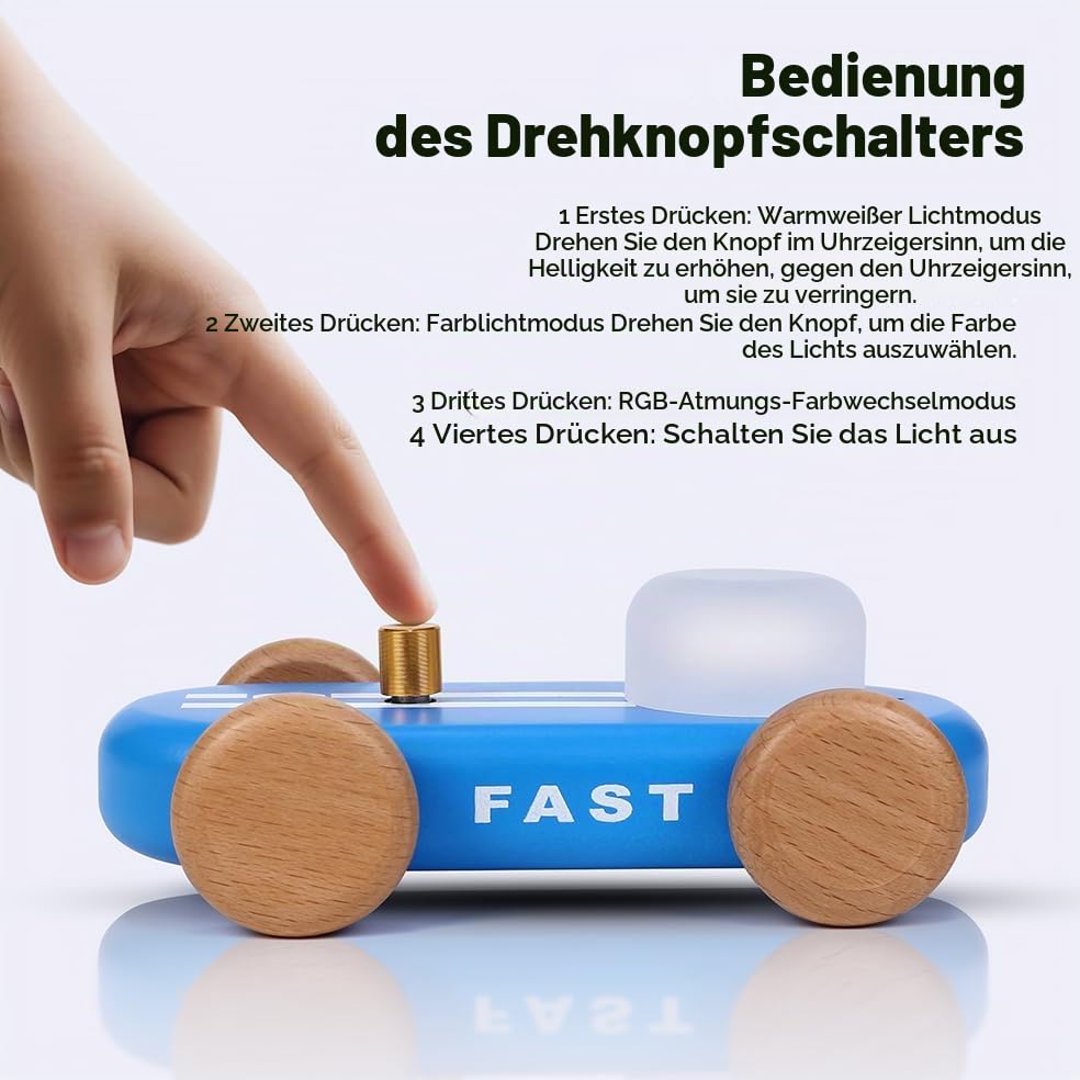 ACMHNC Rennwagen Nachtlicht LED Holz, Laufzeit Bis Zu 30H 3