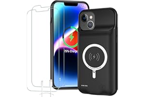 SNRONEW Battery Case for iPhone 14, Full Encircle 10000mAh High Capacity Rechargeable Smart Portable Charger Case Extended Battery Pack for iPhone 14 (6.1 inch) Wireless Charging Case Support Carplay-Black