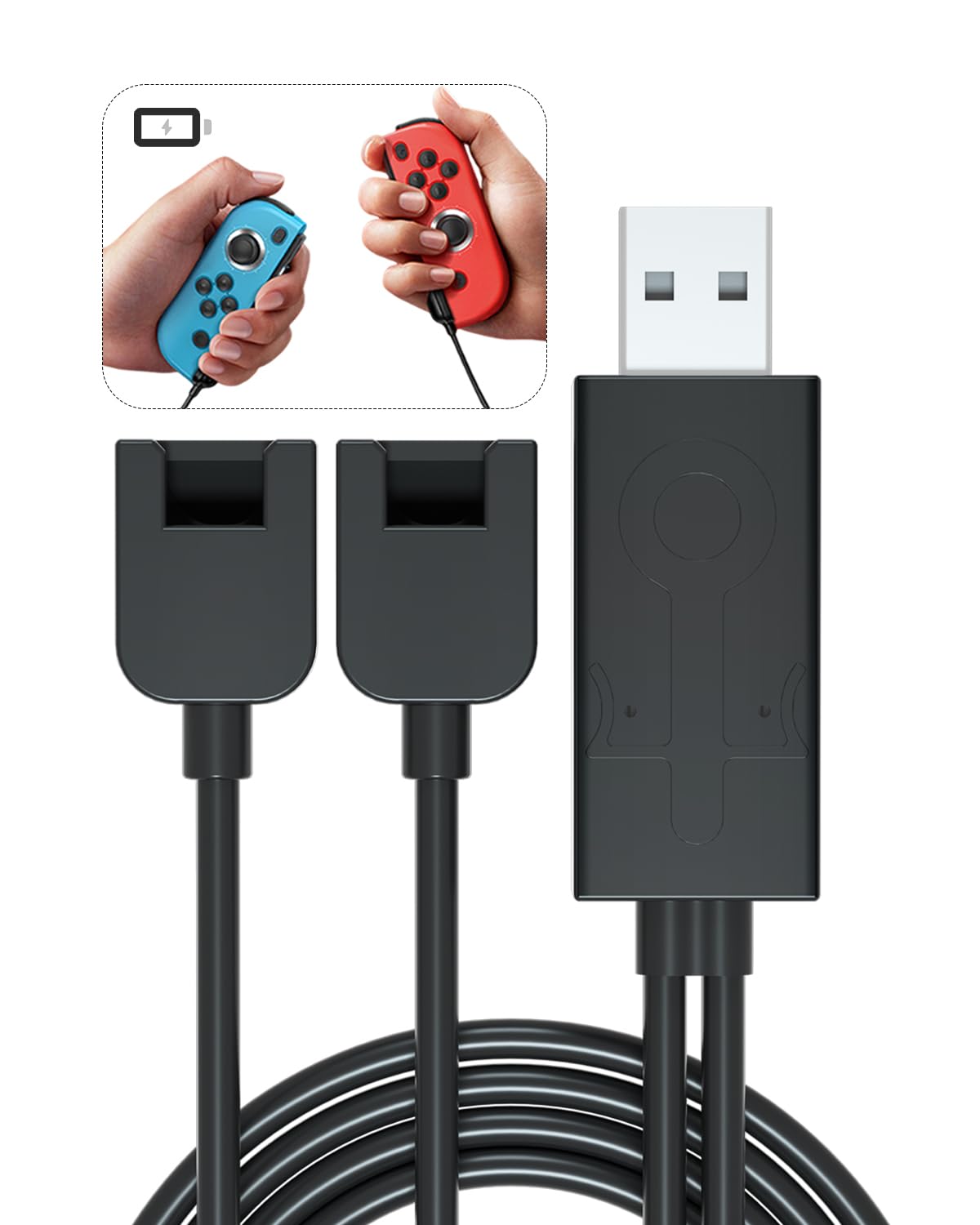 SYACHI Joycon Charger Cable for Switch, Portable Joycon USB Charger Cable Short for Nintendo Switch Controller Charger with LED Indicator Replaces Joycon Charging Dock, Travel Joycon Charging Cables