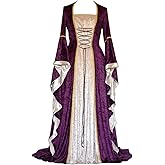 YEAXLUD Womens Renaissance Medieval Costume Dress Lace up Irish Over Long Dresses Cosplay Retro Gown