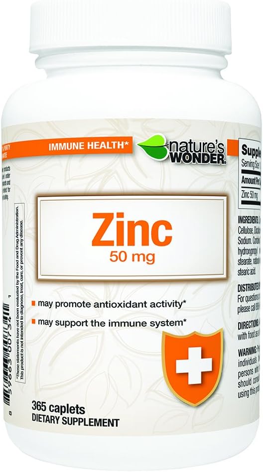 Nature's Wonder Zinc 50mg Tablets 365 Count: Health & Personal Care