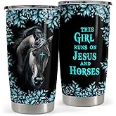 SANDJEST Horse Tumbler 20oz Stainless Steel Insulated Coffee Travel Mug Cup Christian Gifts for Horse Lover Girls Women Gift for Birthday Christmas