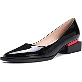 feetquake Womens Dress Shoes Low Heel Faux Patent Leather Shoes for Women Dressy Casual Comfortable Black Dress Shoes for Women