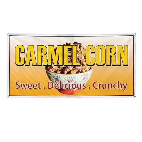 Amazon Com Vinyl Banner Sign Caramel Corn Restaurant Cafe Bar