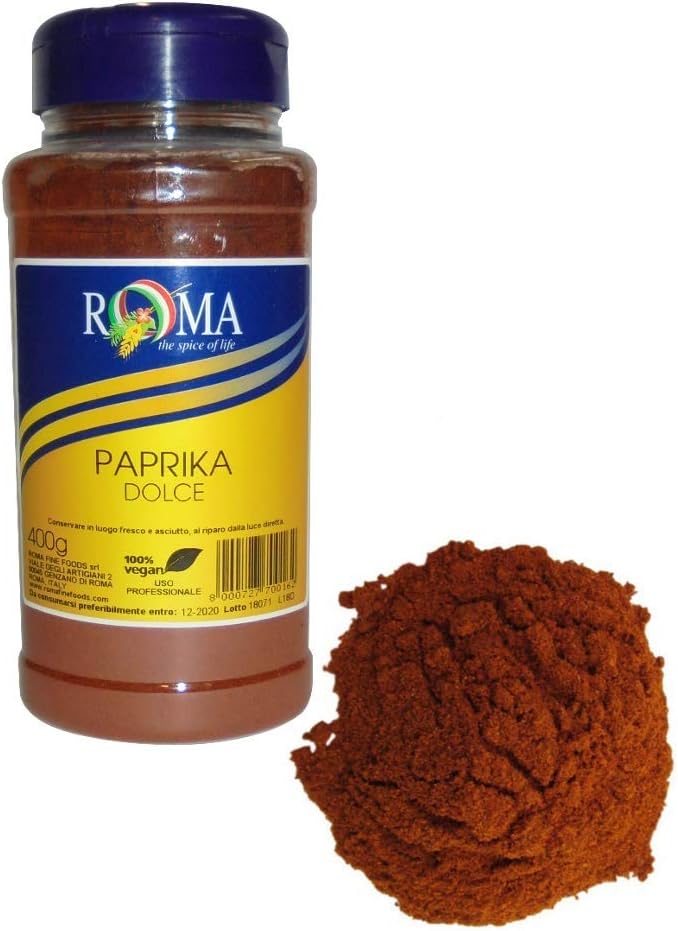 Roma Fine Foods Gr 400 Sweet Paprika Powder In Dispenser To Flavor Vegetables Soups And Sauces Amazon Co Uk Grocery