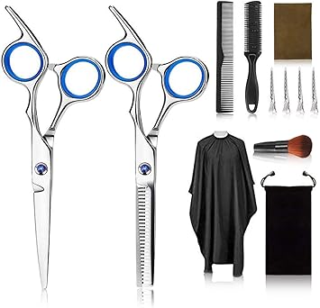 Ciseaux Coiffure Professionnel Kit 12 Coiffeur Set Avec Peigne A Cheveux Ciseaux Cape Coupe Et Ciseaux Amincissants Peigne A Lame Clip Bangs Clips Peigne De Queue Amazon Fr Beaute Et Parfum