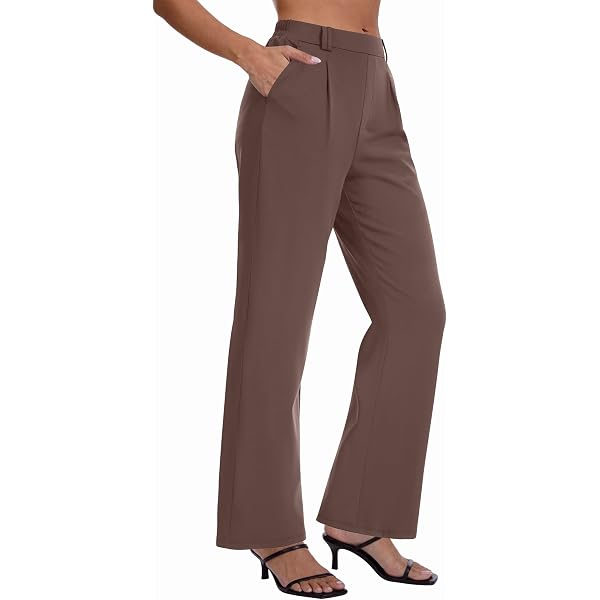 dark brown dress pants for women Womens Wide Leg Dress Pants High Waisted Lounge Straight Leg Pant Loose  Dressy Casual Work Business Slacks Suit Pants at Amazon Women's Clothing  store