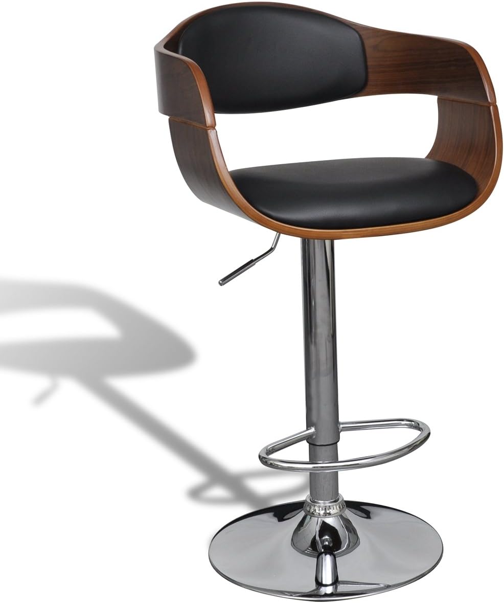 Vidaxl Swivel Bar Stool Bent Wood And Faux Leather Office Kitchen