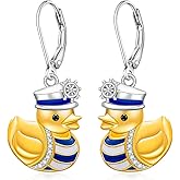 Duck Earrings for Women Dangle S925 Sterling Silver Yellow Cruise Duck Earrings Cute Gifts