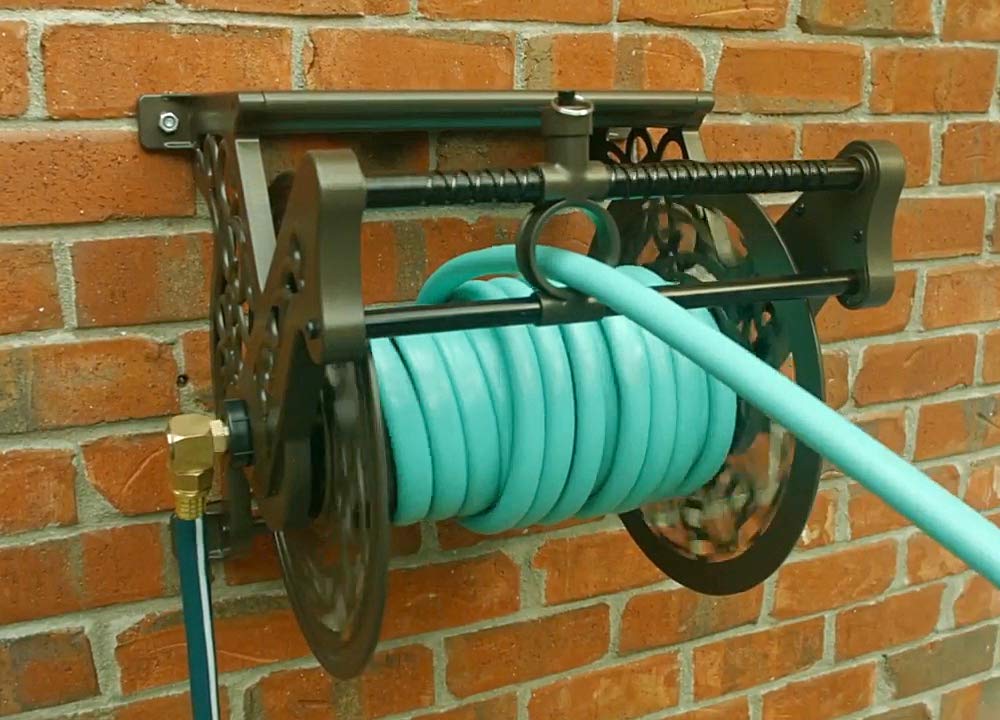 Liberty Garden 707 Decorative Wall Mount Garden Guide Hose Reel, Bronze