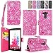 Cellularvilla Pu Leather Wallet Card Flip Open Pocket Protective Case Cover Pouch Compatible with LG G Vista VS880 (Pink Glitter)