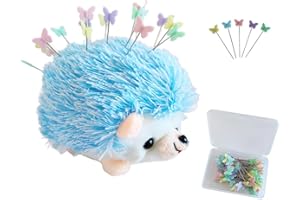 YUERFEILA Hedgehog Pin Cushion Sewing Kit with 100 Colored Pins,Pin Cushions Sewing Accessories and Supplies Flat Head Straight Pins Needle Cushions Holder