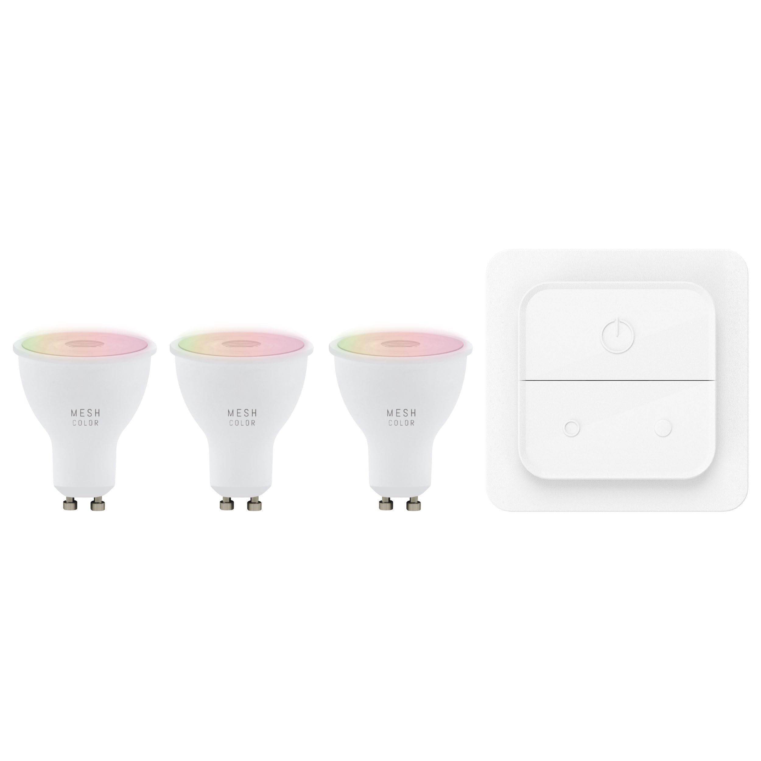 Eglo Connect.z Smart-Home LED Light Bulbs, Set of 3 GU10 Lightbulbs with Light Switch, ZigBee, app and Alexa Voice Control, dimmable, Warm White-Cold White, RGB, 345 lumens, 4.9 watts