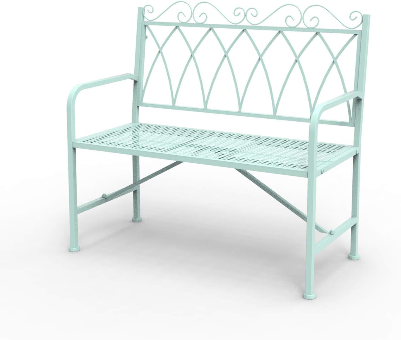 Amazon Com 40 7 Porch Bench Cast Iron Metal Frame Garden Furniture Patio Glider Weight Capacity 220lbs Large Loveseat For 2 Person Best Used Inside Or Under A Covered Area Green Kitchen Dining