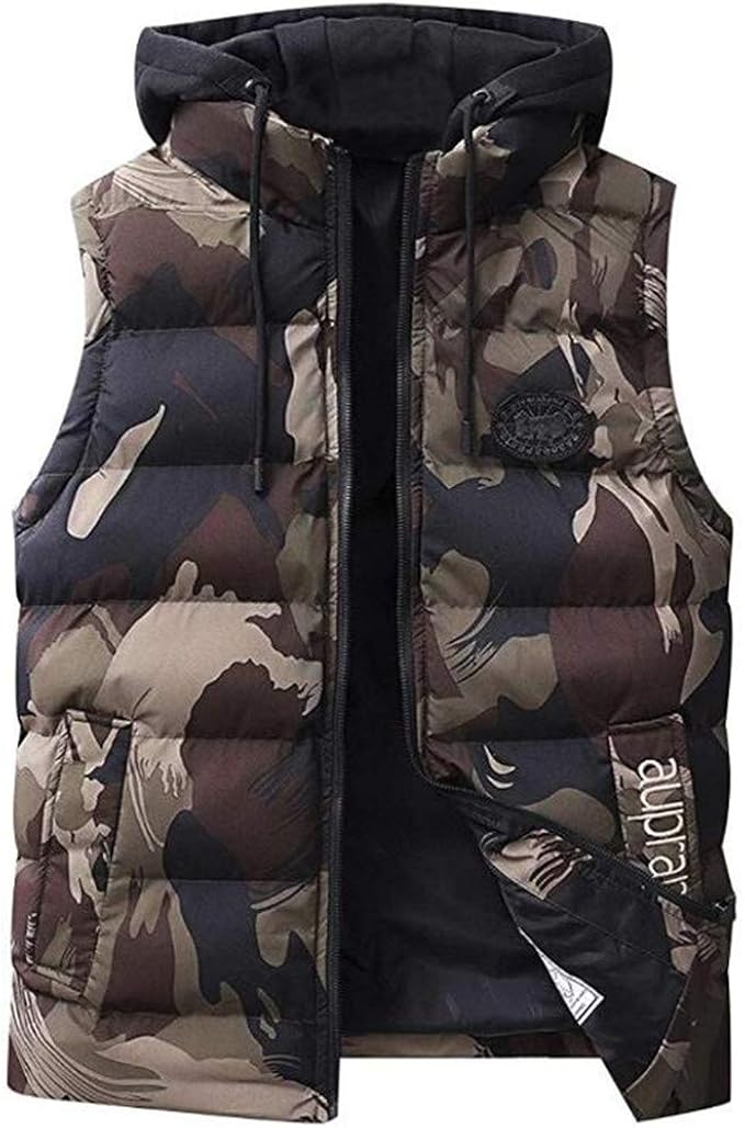 Amazon Lisa Pulster ダウン ベスト メンズ 中綿ベスト 軽量 防寒 迷彩 柄 ダウンベスト カジュアル フード付き 登山 大きいサイズ 秋冬用 おしゃれ ベスト 通販