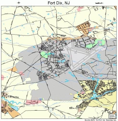 Amazon.com: Large Street & Road Map of Fort Dix, New Jersey NJ