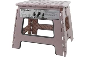 BEEANDEE Foldable Step Stool Sturdy Safe Enough - Holds up to 300 Lb - 11 inch Footstool for Adults or Kids, Folding Ladder Storage/Opens Easy, for Kitchen,Toilet,Camping (Dusty Pink Puple)…