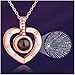 M MOOHAM Heart Projection Necklace - 100 Languages I Love You Necklace Valentine's Day for Women Girls Memory Love Heart Necklace Nanotechnology Onyx Pendant Jewelry Necklace Best Gift for Her