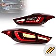 VLAND LED Red Clear Tail Lights Compatible for Hyundai Elantra 2011-2016, Rear Tail Lamps Assembly with Dynamic Animation Running Light, Sequential Turn Signal, Not For Hatchback