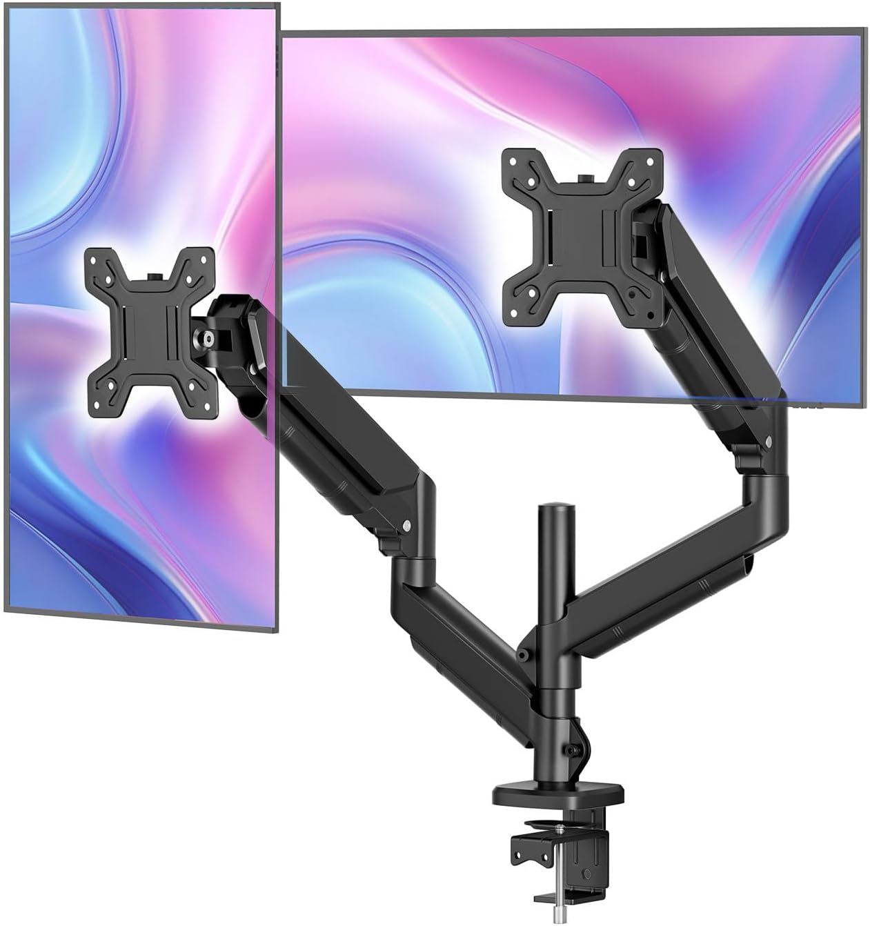 Simple Trending Dual Monitor Stand for 17-27 inch Computer Screens, Computer Stand, Adjustable Stand for 2 Monitors Holds up to 20 lbs, (Black)