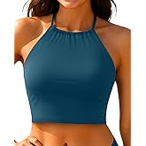Women Swim Top - High Neck Bikini Top Only Halter Swimsuit Bathing Suit 2026