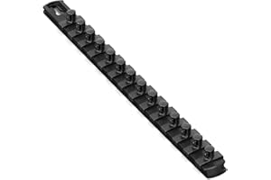 Ernst Manufacturing 13-Inch Magnetic Socket Organizer with 14 3/8-Inch Twist Lock Clips, Black (8424M-Black-3/8)