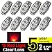 TMH 10 pcs 2.5 Inch 10 pcs Clear Lens Red Light Super Flux Side Led Marker, Trailer marker lights, Led marker lights for trucks, RV Cab Marker light Red, Surface Mount LED
