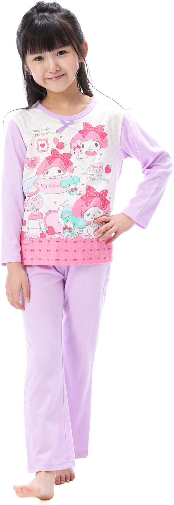 Amazon 131mm1081 マイメロディ キッズ パジャマ 天竺素材 長袖長ズボン 春 秋 冬 ガールズ 女の子 子供 幼稚園 保育園 小学生 ルームウェア Mymelody 100cm パジャマ 通販
