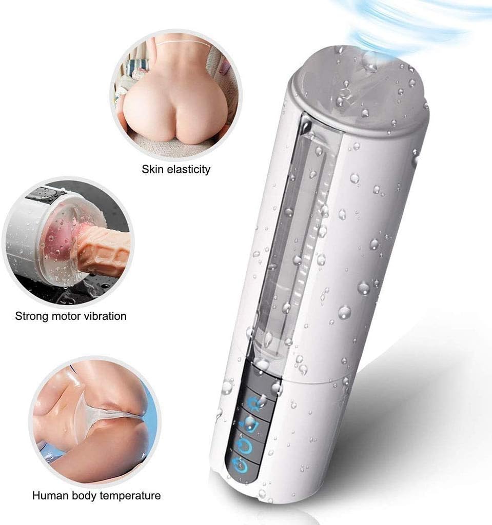 Super Soft with Vibration Suction Modes Full-Automatic Toy 10 Vibration Modes 5 Sucking Modes 6 Groaning Patterns Automatic Heating Male Men Gift Toys White