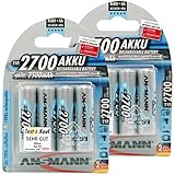 ANSMANN AA Rechargeable Batteries 2700mAh high-capacity high-rate rechargeable NiMH AA Battery for flashlight etc. (8-Pack)