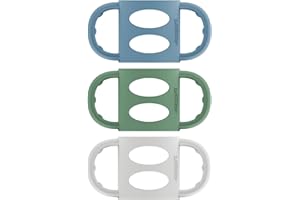 Dr. Brown's Narrow Baby Bottle Handles, 100% Silicone, Easy Grip Removable Handles for Bottle to Sippy Cup Transition, Blue/Gray/Green, 3-Pack, 4m+