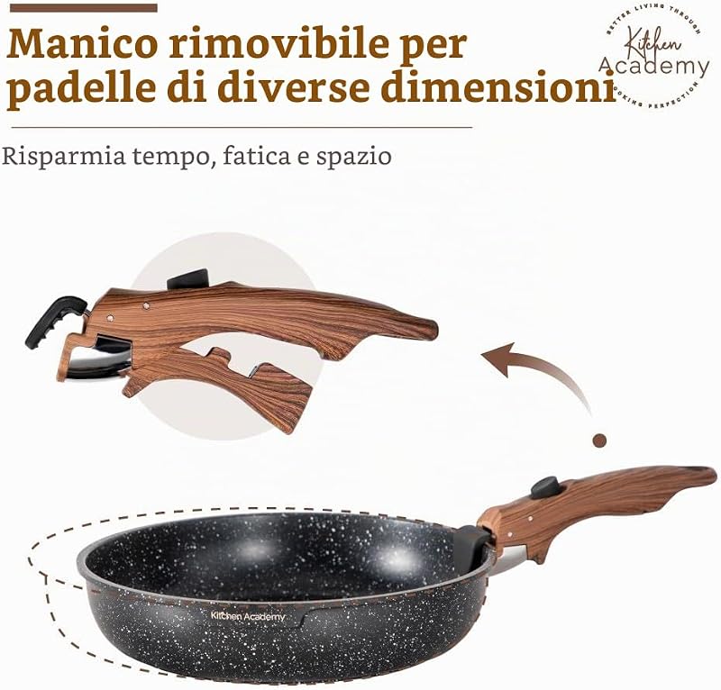 Set di Pentole da 10 Pezzi, con Manico Rimovibile, Nero
