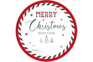 Anwyll Christmas Gift Tags Stickers - 120Pcs 2Inch Merry Christmas to from Name Tags Stickers Self Adhesive Xmas with Love Gift Tag Sticker Holiday Envelope Seal Label Sticker for Cards Gifts Decor