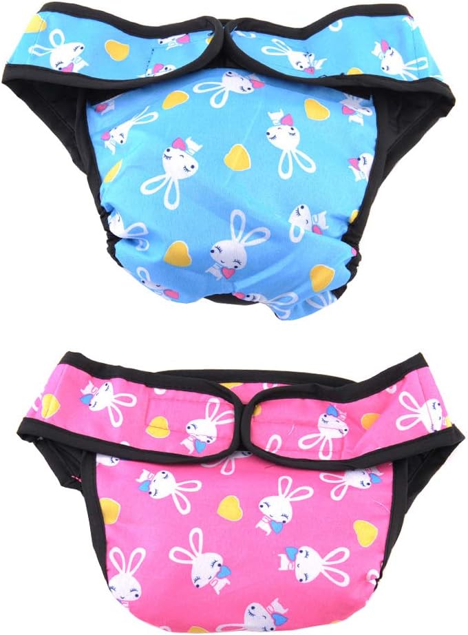 XZKING Female Dog Diapers, 2 Pcs Period Pants with Adjustable Velcro Washable, Reusable Pet Nappies Pants