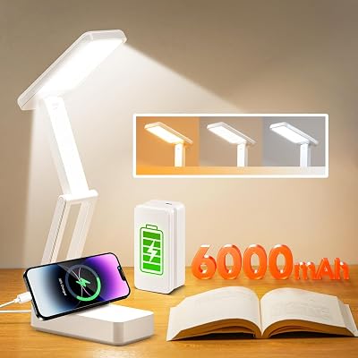 One Fire 6000mAh Rechargeable Desk Lamp 3 Colors Dimmable USB Portable
