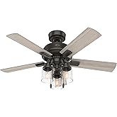 Hunter 44 inch Indoor Ceiling Fan with LED Lights - Ceiling Fan with Pull Chain, For Bedroom, Living Room, or Kitchen, Standa